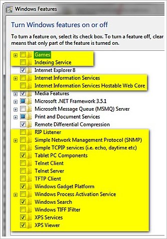 windows7 features off