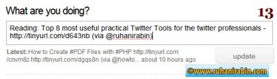 Custom tweet this Example Post Now this is how it looks like when you click on the button and it opens twitter to post the status entry. The entire line is generated from the button itself including the tinyurl link.