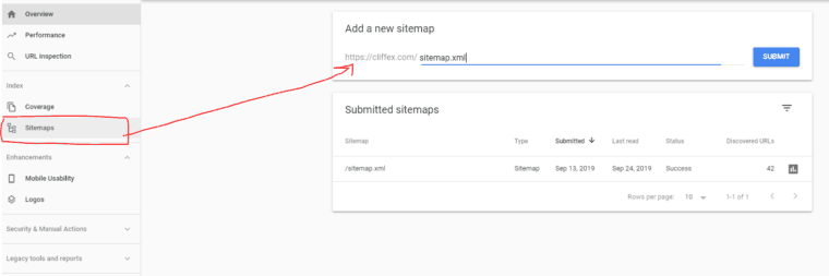 type the URL where your file is located (sitemap.xml if you did the previous step)